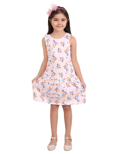 Floral Sleeve Less Girls Frock
