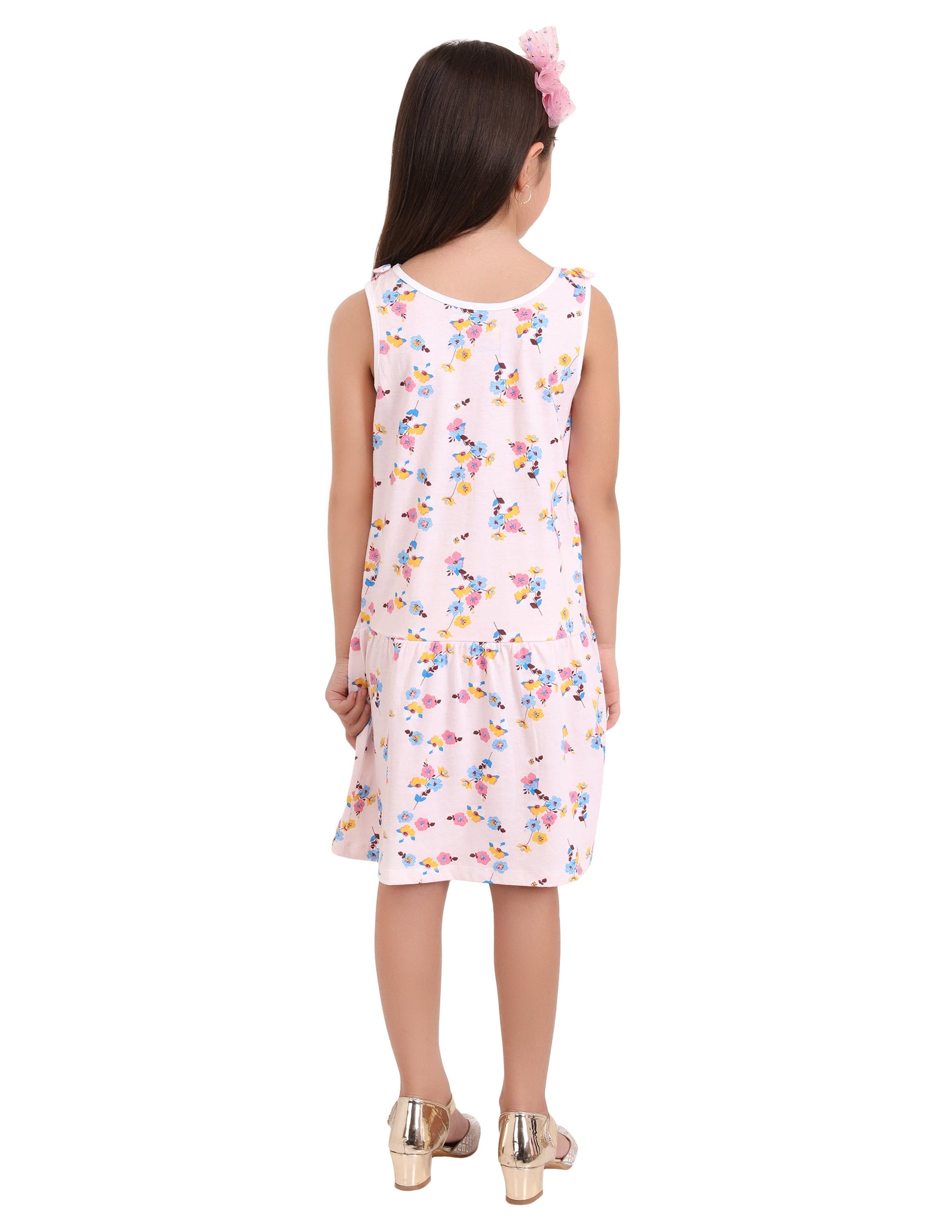 Floral Sleeve Less Girls Frock